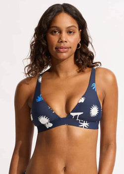 La Palma Longline Triangle Bikini Set - True Navy