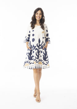 Nazca Dress Contemporary Frill Sleeve
