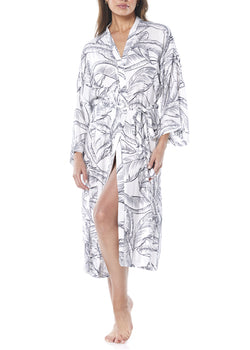 ANGIE WHITE BLACK SATIN ROBE