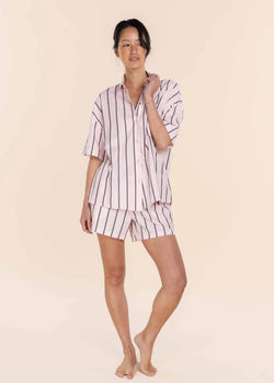Sasha Pink Striped Boyfriend Short PJ Set