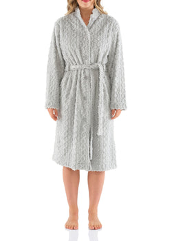 CABLE JACQUARD SHAWL COLLAR GOWN