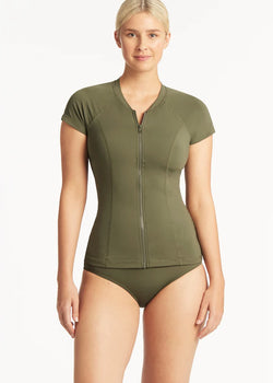 Eco Essentials Short Sleeve Multifit Rash Vest - Full Zip