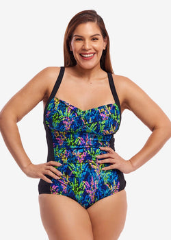 Midnight Meadow Ladies Ruched One Piece