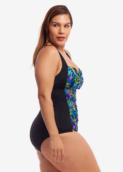 Midnight Meadow Ladies Ruched One Piece