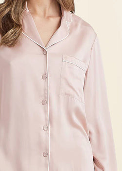 Sylvie Silk Piped Full Length PJ