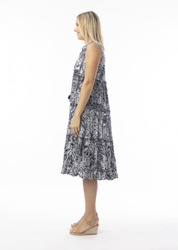 Aksharay Navy Dress Boho Sleeveless