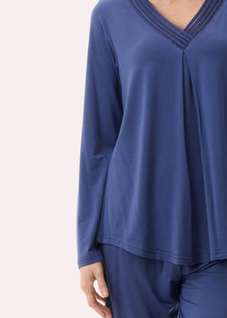 NAVY SATIN PYJAMA