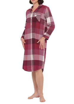 Deep Twilight Flannelette Cotton Midi Nightshirt
