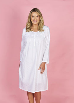 White Hailspot Longsleeve Nightie