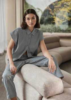 Goldie Navy Diamond Cotton PJ