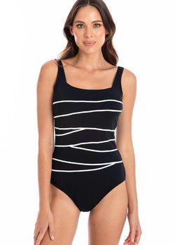 Chlorine Resistant Square Binding One Piece Swimsuit