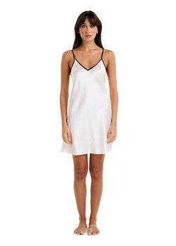New Silk Chemise Ivory/Navy