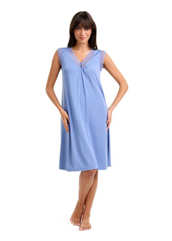 La femme Sleeveless Nightie Colony Blue