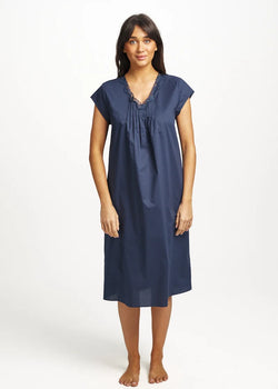 Cotton Spot Cap Sleeve Nightie Navy