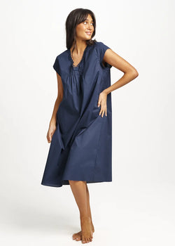 Cotton Spot Cap Sleeve Nightie Navy
