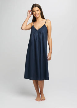 Cotton Spot Strappy Nightie Navy