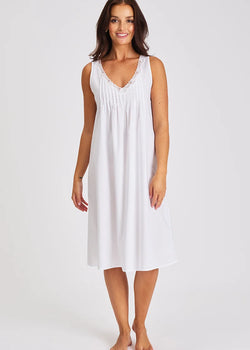 Cotton Spot Built Up Shoulder Nightie White