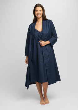 Cotton Spot Robe Navy
