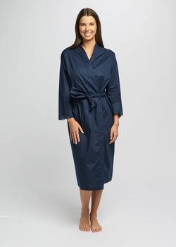 Cotton Spot Robe Navy