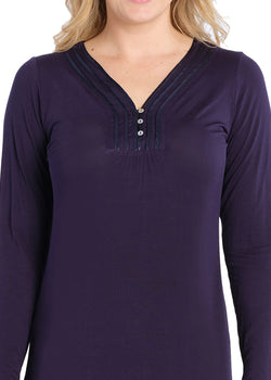 Night Sky Long Sleeve Henley Nightie