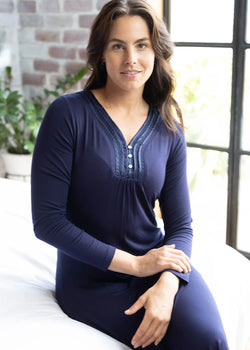 Night Sky Long Sleeve Henley Nightie