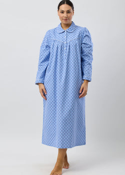 FLANNELETTE LATTICE COLLAR NIGHTIE