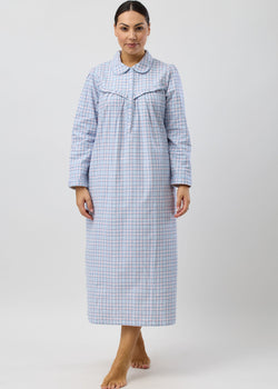 FLANNELETTE HOUNDSTOOTH COLLAR NIGHTIE