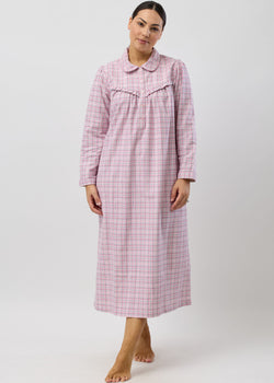 FLANNELETTE HOUNDSTOOTH COLLAR NIGHTIE