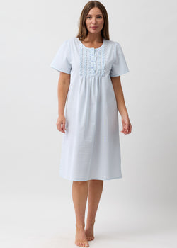 STRIPE SHORT SLEEVE COTTON NIGHTIE