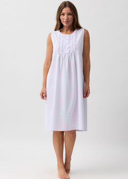 STRIPE SLEEVELESS COTTON NIGHTIE