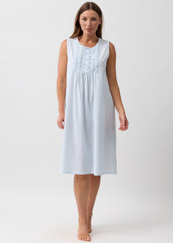 STRIPE SLEEVELESS COTTON NIGHTIE