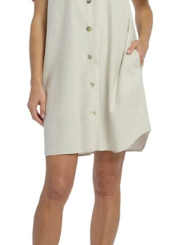 IVORY SUMMER DREAMING LINEN BUTTON THROUGH NIGHTIE