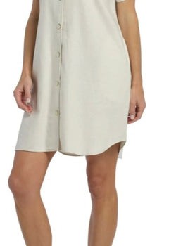 IVORY SUMMER DREAMING LINEN BUTTON THROUGH NIGHTIE