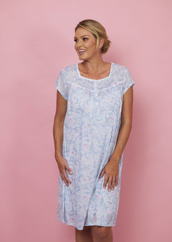 100% Cotton Nightie with Cap Sleeve in Vintage Paisley