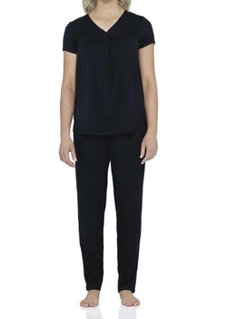 NOIR Bamboo Elastane Twist SS Tee & Tapered Pant Set