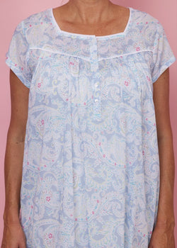 100% Cotton Nightie with Cap Sleeve in Vintage Paisley