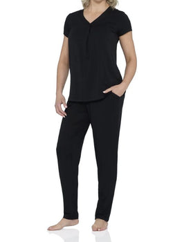NOIR Bamboo Elastane Twist SS Tee & Tapered Pant Set