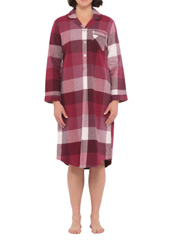 Deep Twilight Flannelette Cotton Midi Nightshirt