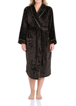 STARRY NIGHT SHAWL COLLAR FLEECE DRESSING GOWN