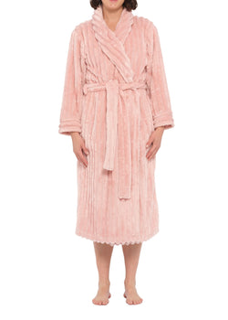 CABLE JACQUARD SHAWL COLLAR GOWN DUSTY PINK