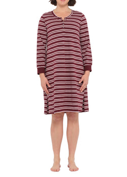 Nocturne Cotton Jersey Long Sleeve Henley Nightie