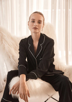 Adele Black Satin Set