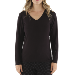 Women's Grey & Black Premium Bamboo V Neck Top