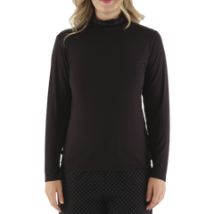 Women's Black & Grey Premium Bamboo Turtleneck Top