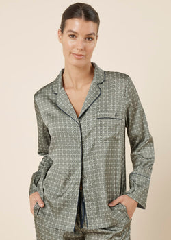 KIENNA GEO PRINTED SILKY SATIN PJ SET