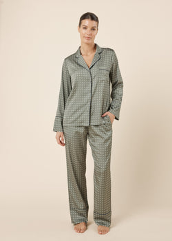 KIENNA GEO PRINTED SILKY SATIN PJ SET