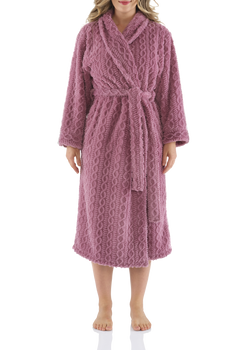 CABLE JACQUARD SHAWL COLLAR GOWN