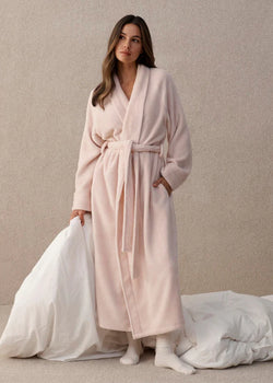 Long Plush Robe Rose