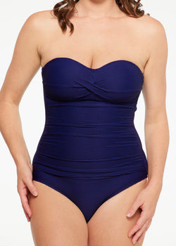 Navy Ribbed Texture Bandeau