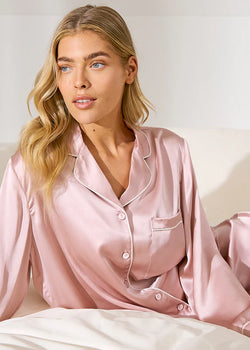 Sylvie Silk Piped Full Length PJ